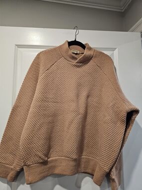 Ventilo Paris Women's Taupe Textured Mock Neck Sweater